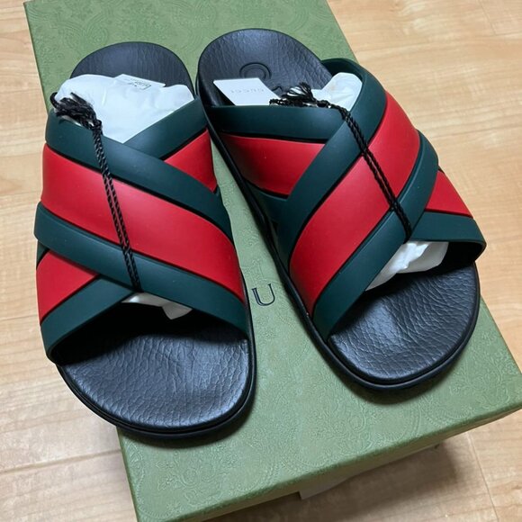Gucci Web Slide Black Rubber (Women's) - Picture 1 of 7